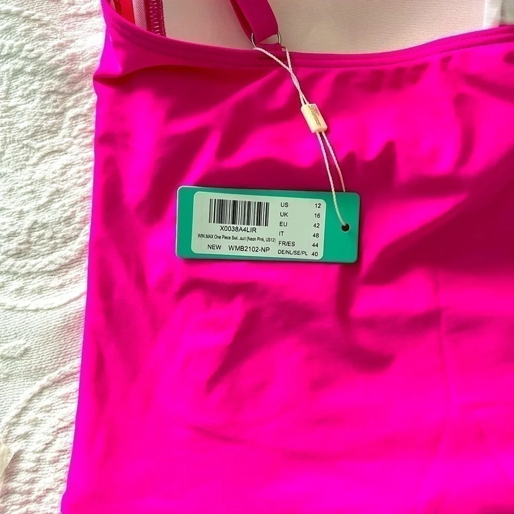 Winmax: Neon Pink One Piece Tummy Coverage Swimsuit. Size 12 NWT.